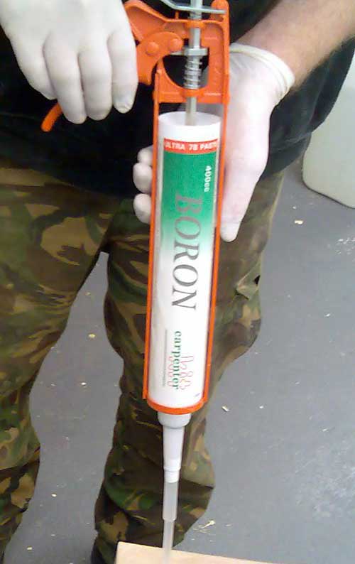 Boron Ultra Paste in a tube, for injecting into damp or wet wood to protect against insects and rot